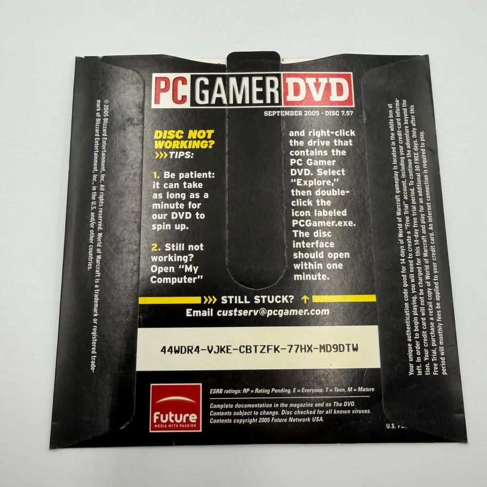 PC Gamer DVD September 2005 Disc 7.57 World of Warcraft WoW Trial PC Games Mag